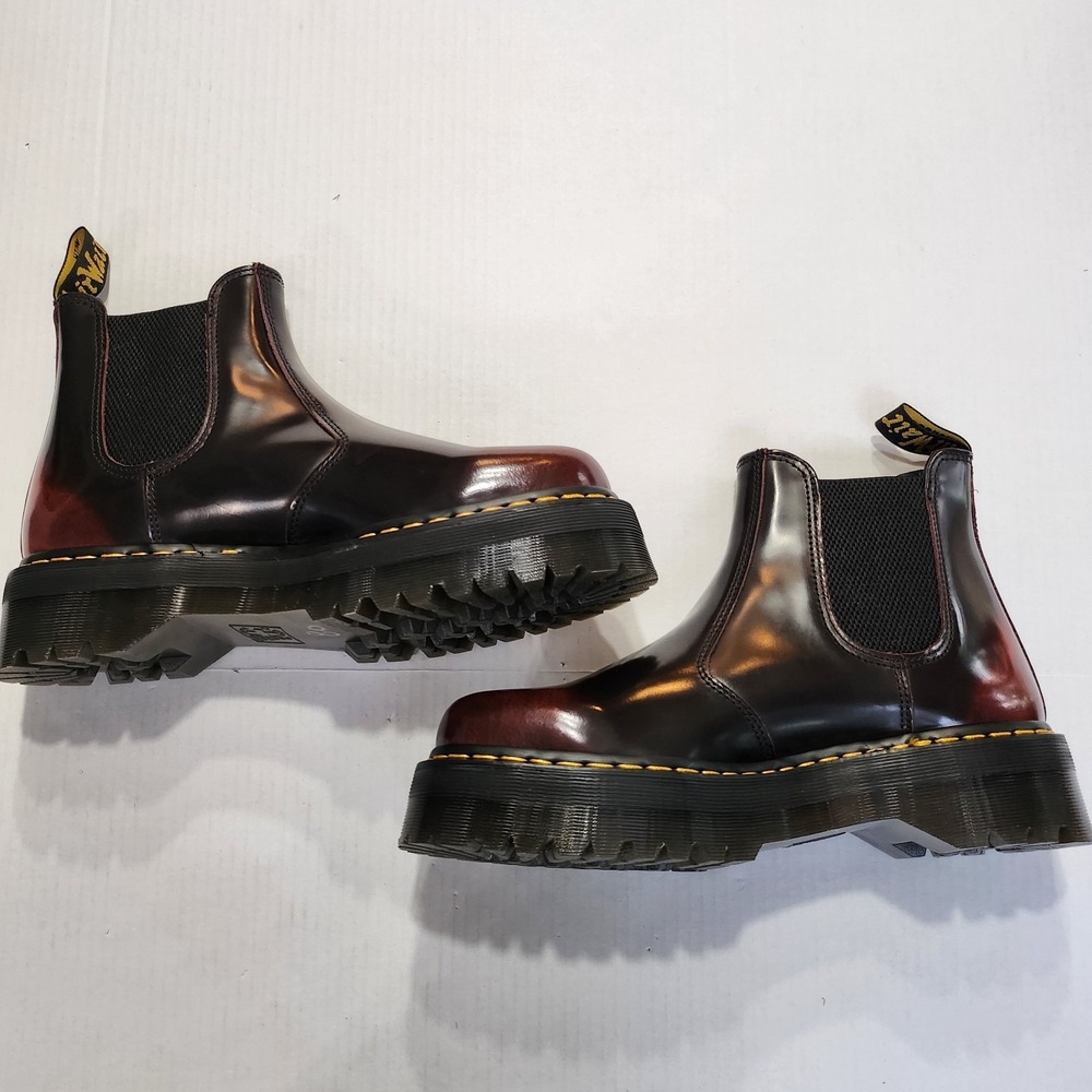Mens Size 12 Dr. Martens Chelsea Boots 2976 Quad Arcadia Two-Tone Cherry Red - Picture 2 of 7